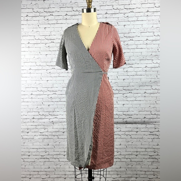 Roolee | Plaid Wrap Dress Playful Pattern Play, size XXS - Picture 2 of 11